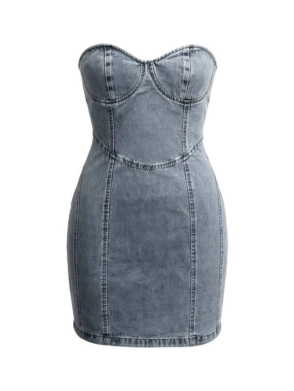 Lulus Trending Take Medium Wash Bustier Mini Dress - Size XS